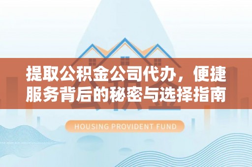 信用提取公积金公司代办，便捷服务背后的秘密与选择指南