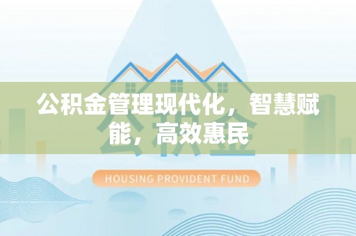 信用公积金管理现代化，智慧赋能，高效惠民